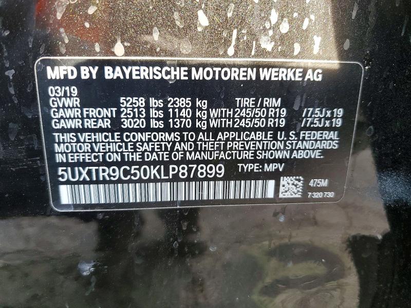 2019 Bmw X3 მანქანა იყიდება აუქციონზე, vin: 5UXTR9C50KLP87899, აუქციონის ნომერი: 47182666