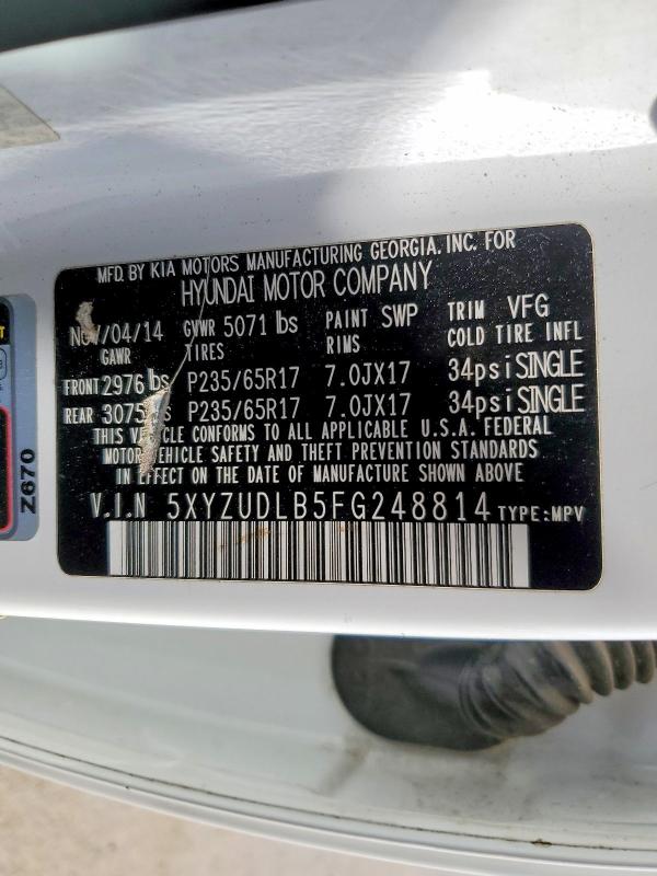 47925526 :رقم المزاد ، 5XYZUDLB5FG248814 vin ، 2015 Hyundai Santa Fe Sport مزاد بيع