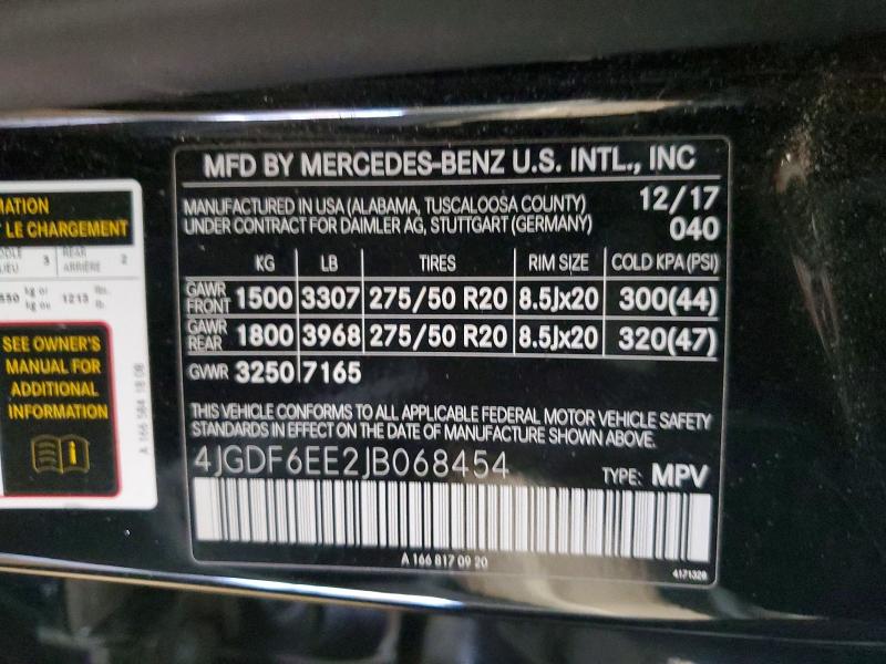 Продаж на аукціоні авто 2018 Mercedes-benz Gls, vin: 4JGDF6EE2JB068454, номер лоту: 47281226