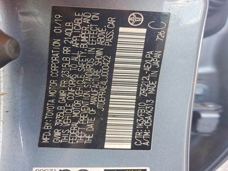 Продаж на аукціоні авто 2020 Toyota Corolla, vin: JTDEPRAE4LJ000422, номер лоту: 78246735