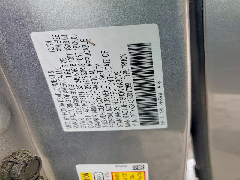 46505606 :رقم المزاد ، 5FPYK3F46SB017289 vin ، 2025 Honda Ridgeline مزاد بيع