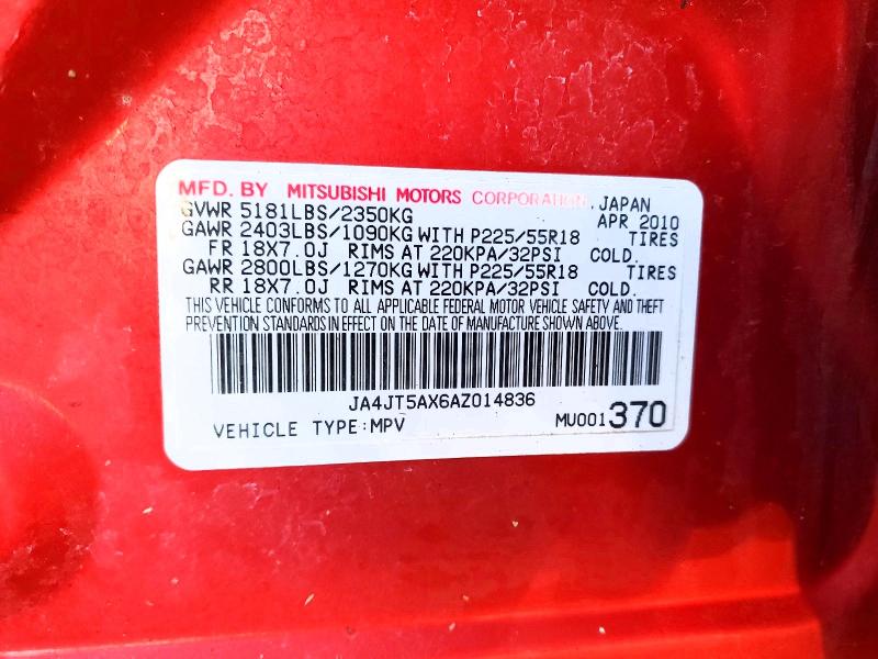 Продаж на аукціоні авто 2010 Mitsubishi Outlander, vin: JA4JT5AX6AZ014836, номер лоту: 46122606