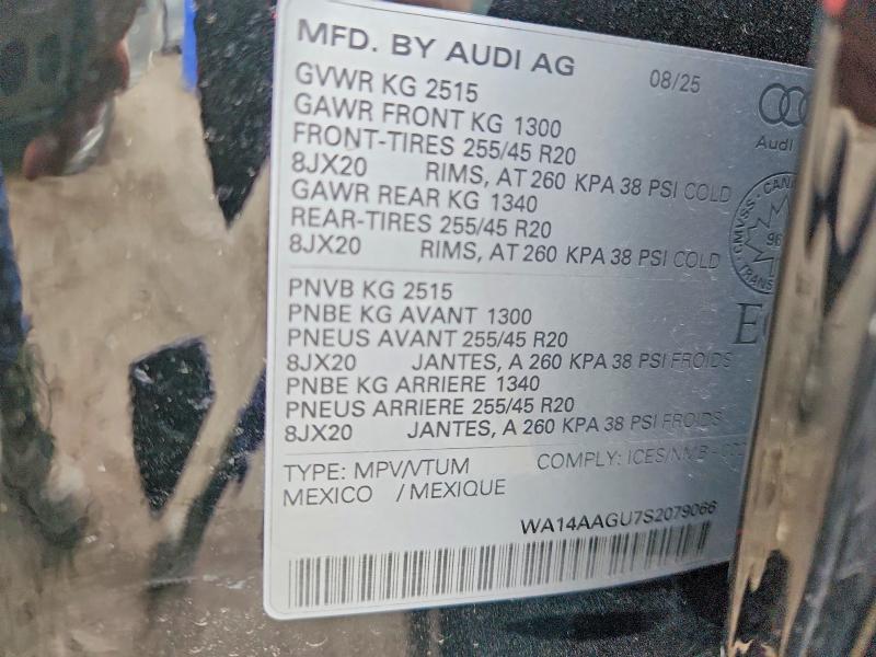 42047546 :رقم المزاد ، WA14AAGU7S2079066 vin ، 2025 Audi Q5 مزاد بيع