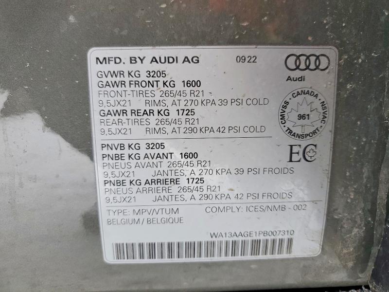 Aukcja sprzedaży 2023 Audi E-tron, vin: WA13AAGE1PB007310, numer aukcji: 47199486