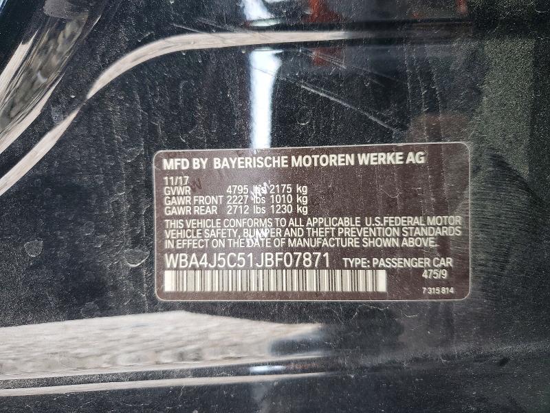 79961185 :رقم المزاد ، WBA4J5C51JBF07871 vin ، 2018 Bmw 440i مزاد بيع
