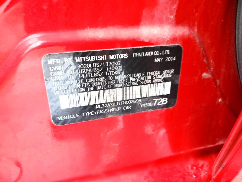 Aukcja sprzedaży 2015 Mitsubishi Mirage, vin: ML32A3HJ7FH002698, numer aukcji: 45555426
