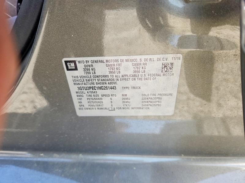 2017 Gmc Sierra მანქანა იყიდება აუქციონზე, vin: 3GTU2PEC1HG261443, აუქციონის ნომერი: 47556516