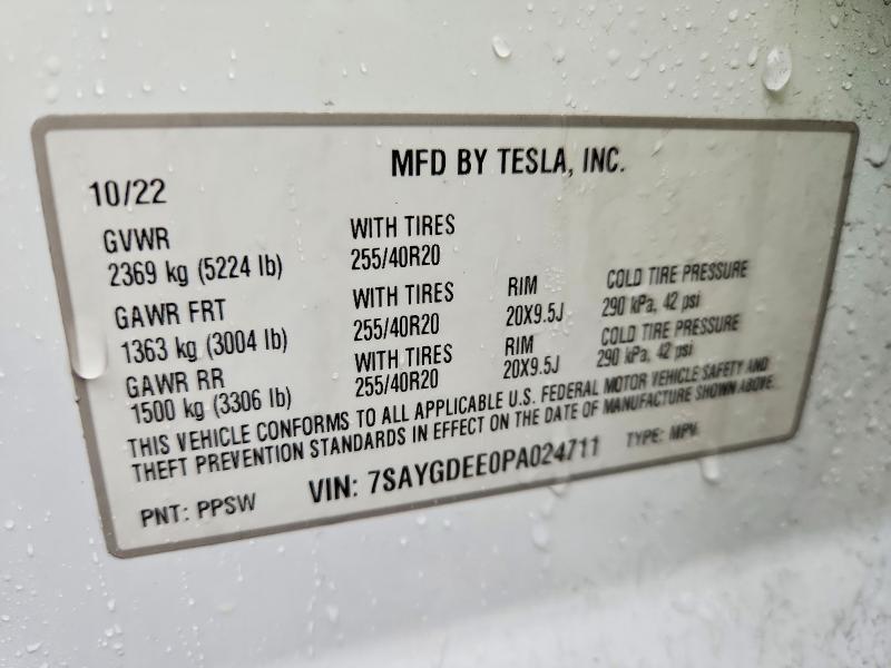 Продажа на аукционе авто 2023 Tesla Model Y, vin: 7SAYGDEE0PA024711, номер лота: 79665325