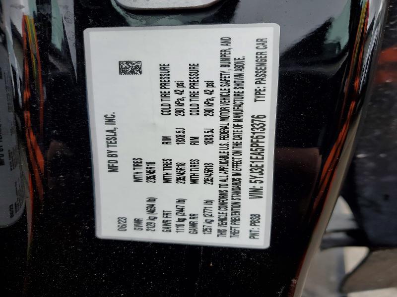 Продаж на аукціоні авто 2023 Tesla Model 3, vin: 5YJ3E1EA5PF613376, номер лоту: 46219126