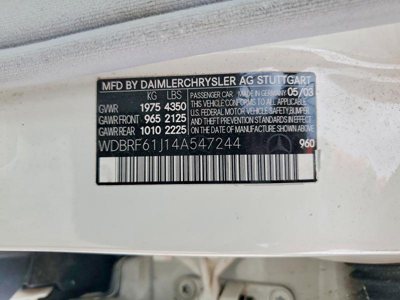 Продажа на аукционе авто 2004 Mercedes-benz C, vin: WDBRF61J14A547244, номер лота: 47437966