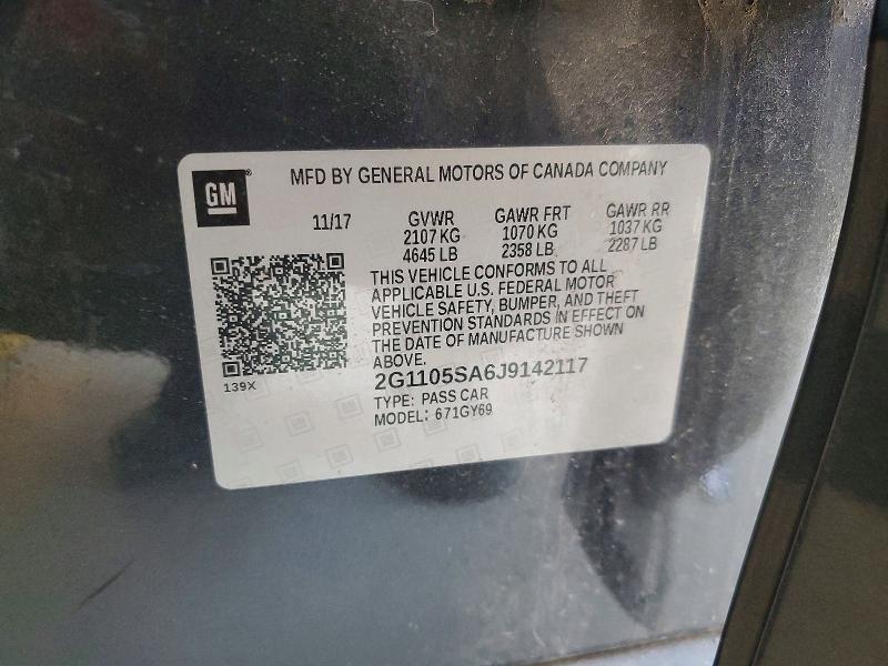 Aukcja sprzedaży 2018 Chevrolet Impala, vin: 2G1105SA6J9142117, numer aukcji: 47296376