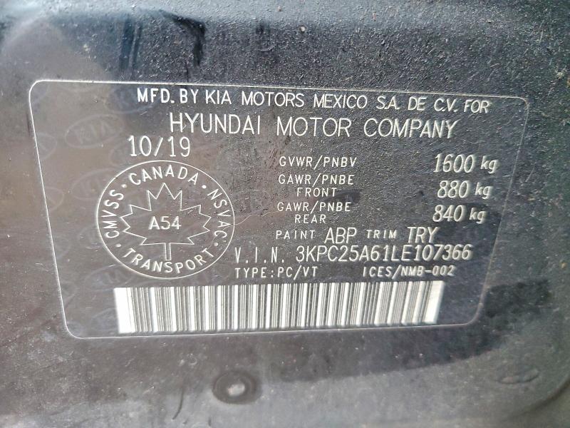 79801905 :رقم المزاد ، 3KPC25A61LE107366 vin ، 2020 Hyundai Accent مزاد بيع
