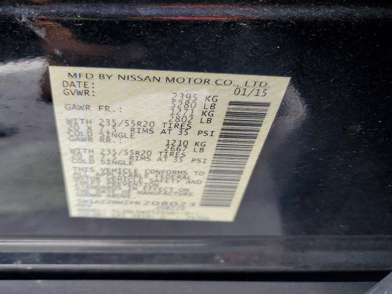 79939805 :رقم المزاد ، 5N1AZ2MH2FN208023 vin ، 2015 Nissan Murano مزاد بيع