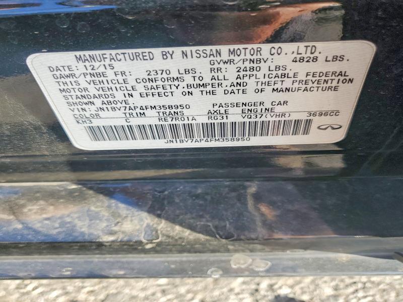 45548706 :رقم المزاد ، JN1BV7AP4FM358950 vin ، 2015 Infiniti Q50 مزاد بيع