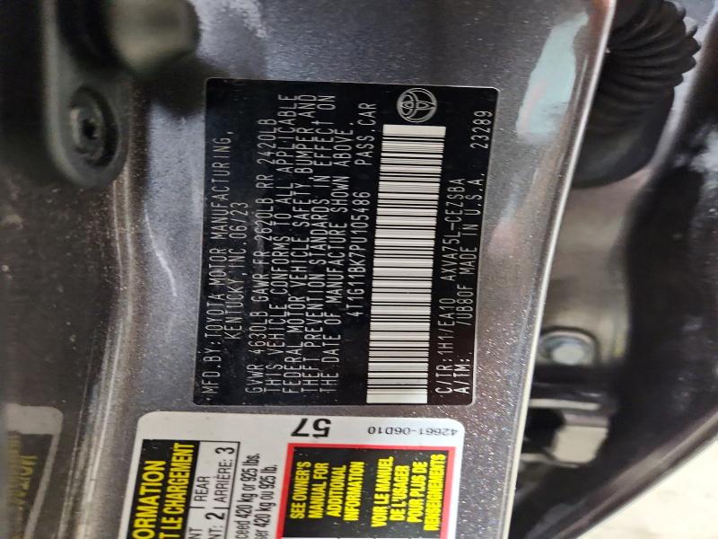46143806 :رقم المزاد ، 4T1G11BK7PU105486 vin ، 2023 Toyota Camry مزاد بيع