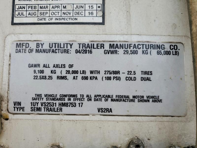 Aukcja sprzedaży 2017 Utility Trailer Trailer, vin: 1UYVS2531HM875317, numer aukcji: 46934756