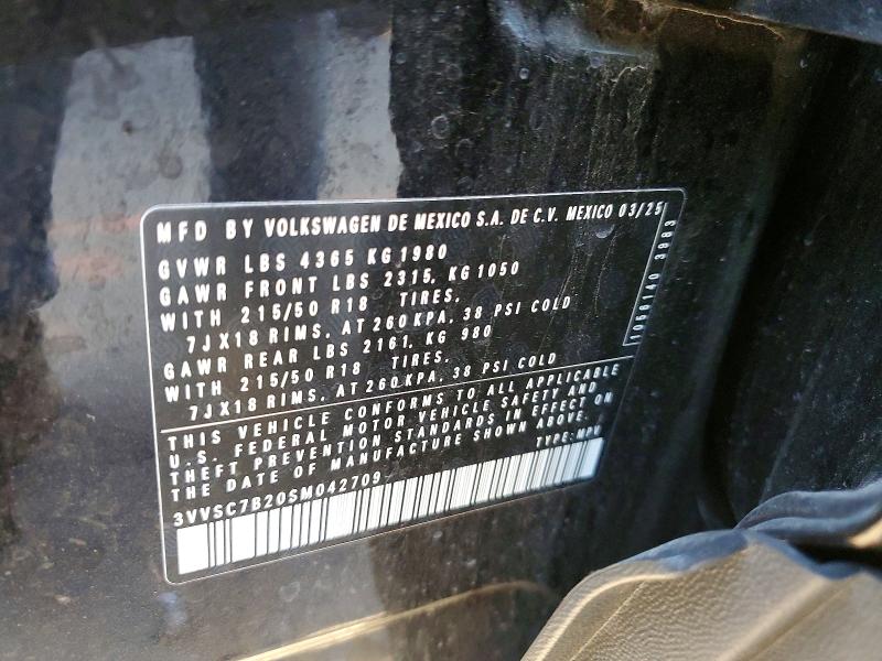 Продаж на аукціоні авто 2025 Volkswagen Taos, vin: 3VVSC7B20SM042709, номер лоту: 41889886