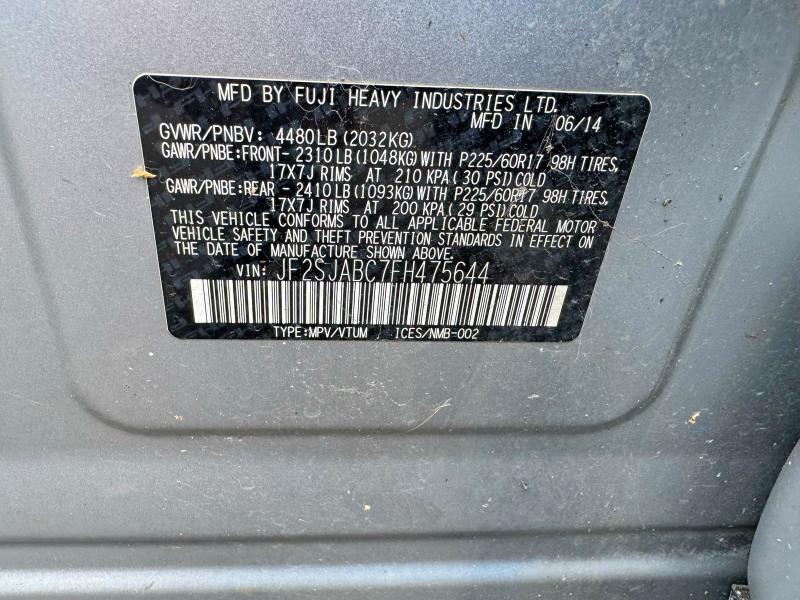 45568796 :رقم المزاد ، JF2SJABC7FH475644 vin ، 2015 Subaru Forester مزاد بيع