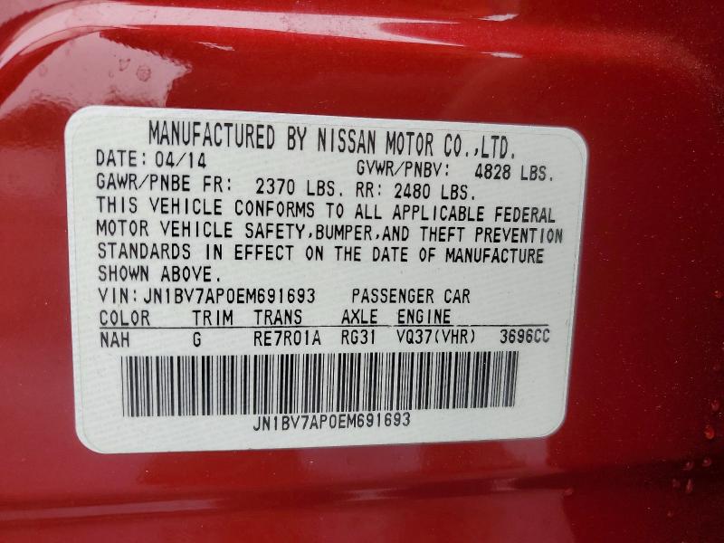 Продаж на аукціоні авто 2014 Infiniti Q50, vin: JN1BV7AP0EM691693, номер лоту: 46409096
