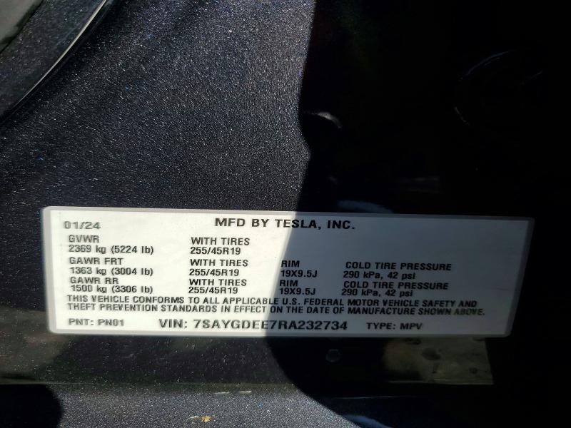 Aukcja sprzedaży 2024 Tesla Model Y, vin: 7SAYGDEE7RA232734, numer aukcji: 47433656