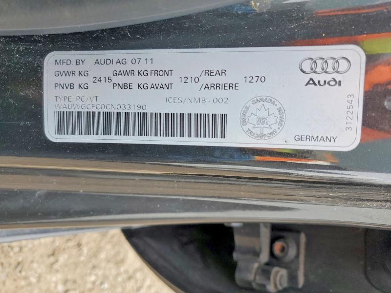 Продажа на аукционе авто 2012 Audi A7, vin: WAUWGCFC0CN033190, номер лота: 78595635