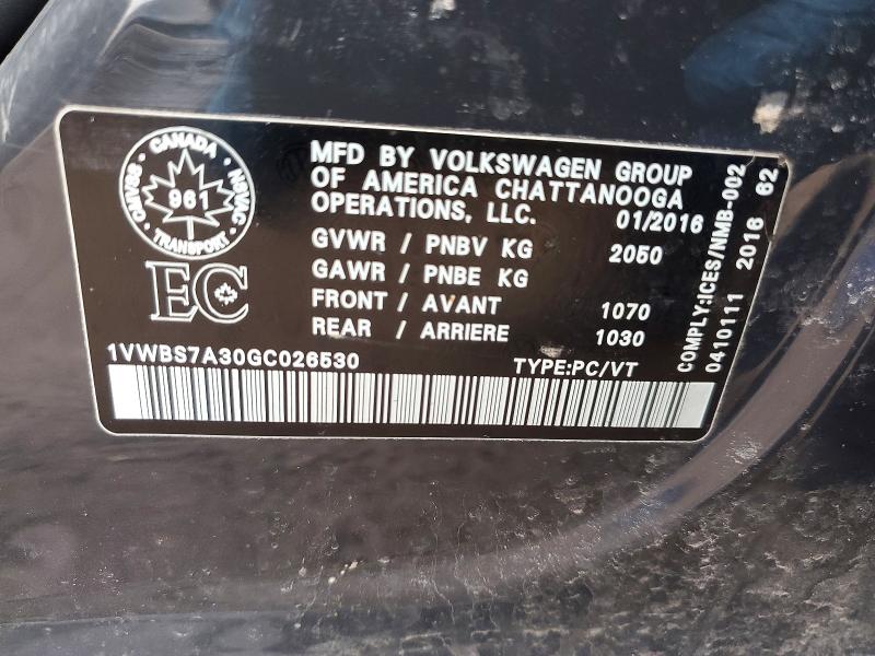 Aukcja sprzedaży 2016 Volkswagen Passat, vin: 1VWBS7A30GC026530, numer aukcji: 41816316