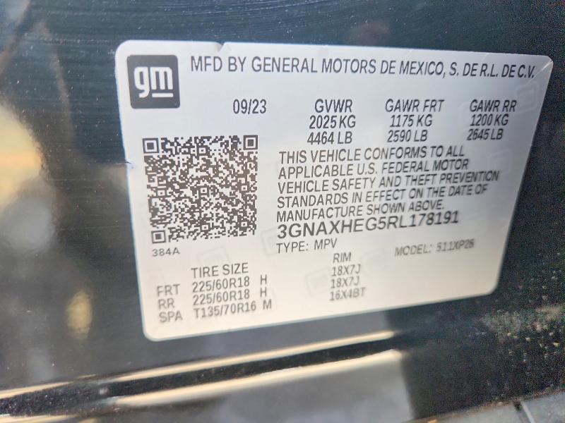 Aukcja sprzedaży 2024 Chevrolet Equinox, vin: 3GNAXHEG5RL178191, numer aukcji: 41915546