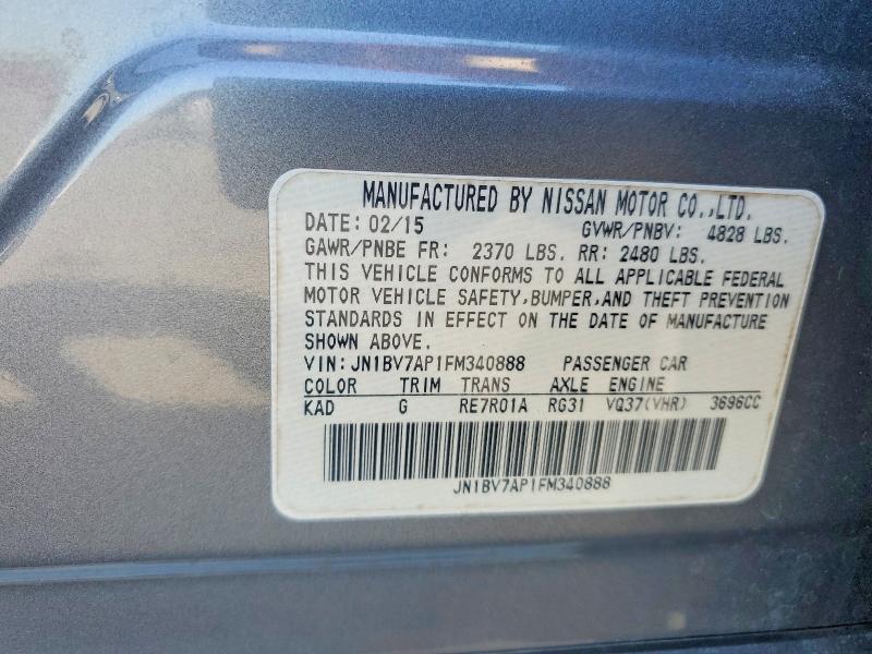 Aukcja sprzedaży 2015 Infiniti Q50, vin: JN1BV7AP1FM340888, numer aukcji: 45578546