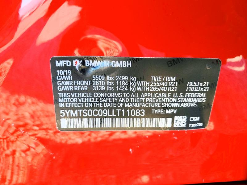 Aukcja sprzedaży 2020 Bmw X3, vin: 5YMTS0C09LLT11083, numer aukcji: 46898896