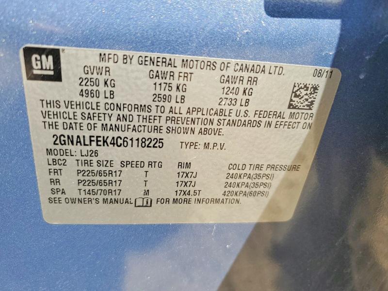 Продажа на аукционе авто 2012 Chevrolet Equinox, vin: 2GNALFEK4C6118225, номер лота: 47112326