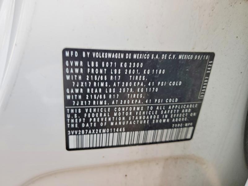 Aukcja sprzedaży 2019 Volkswagen Tiguan, vin: 3VV2B7AX2KM011445, numer aukcji: 79003745