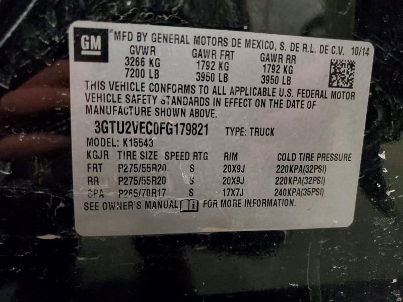 Продаж на аукціоні авто 2015 Gmc Sierra, vin: 3GTU2VEC0FG179821, номер лоту: 46124926