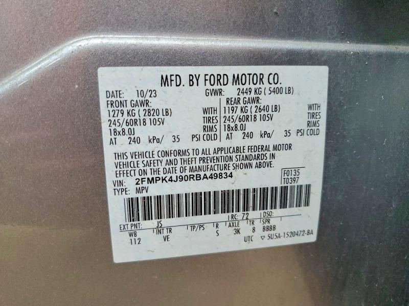 Продажа на аукционе авто 2024 Ford Edge, vin: 2FMPK4J90RBA49834, номер лота: 46993566