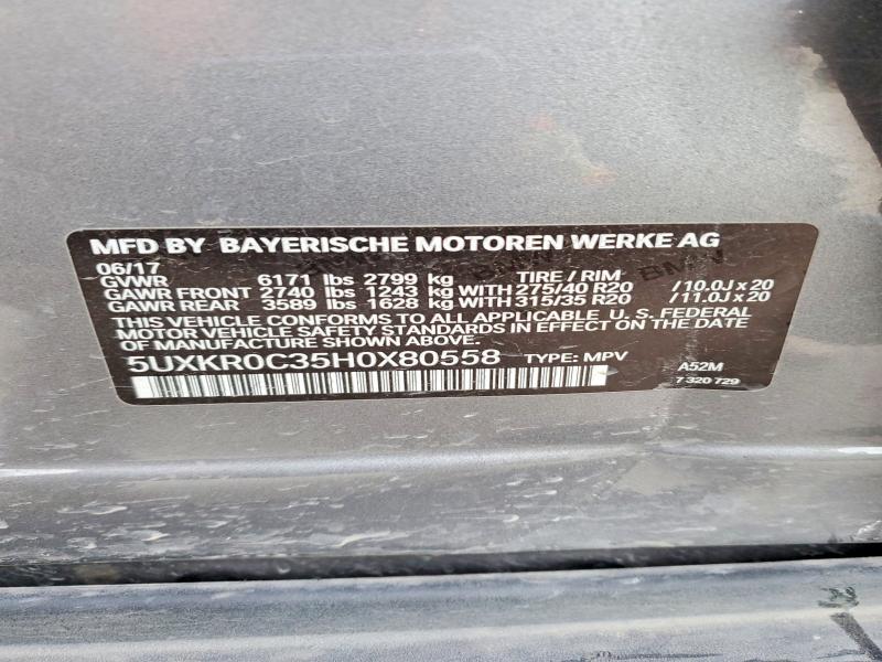 Aukcja sprzedaży 2017 Bmw X5, vin: 5UXKR0C35H0X80558, numer aukcji: 46476956