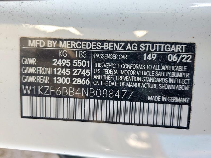 Продаж на аукціоні авто 2022 Mercedes-benz E, vin: W1KZF6BB4NB088477, номер лоту: 42070946