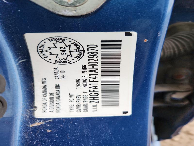Aukcja sprzedaży 2010 Honda Civic, vin: 2HGFA1F41AH029870, numer aukcji: 46381546