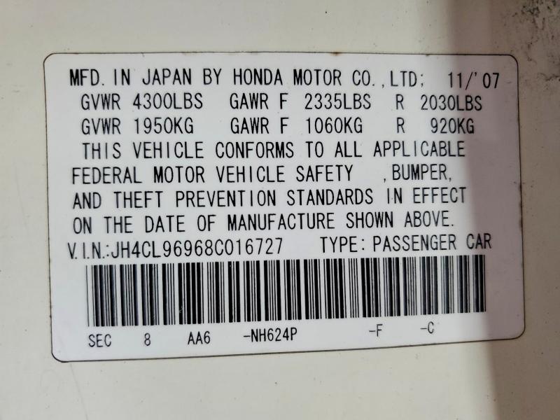 Продажа на аукционе авто 2008 Acura Tsx, vin: JH4CL96968C016727, номер лота: 46513366