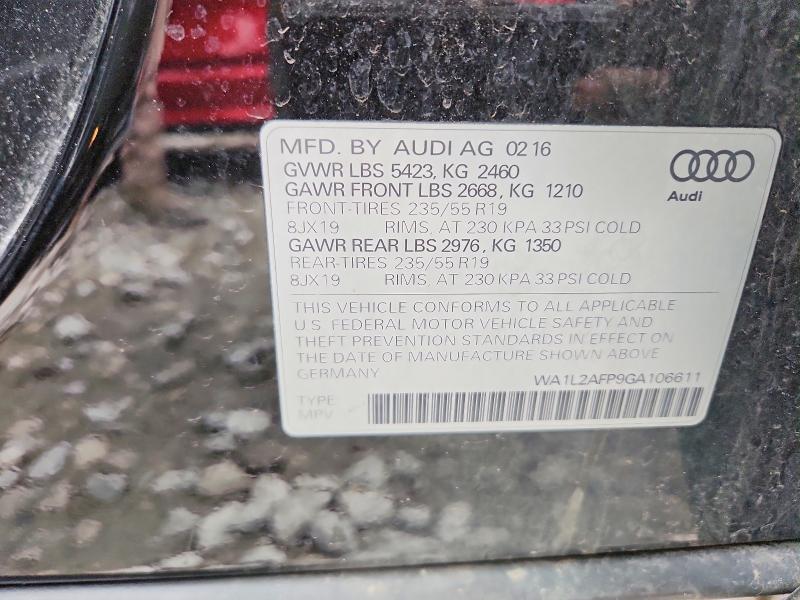 Продаж на аукціоні авто 2016 Audi Q5, vin: WA1L2AFP9GA106611, номер лоту: 47029656