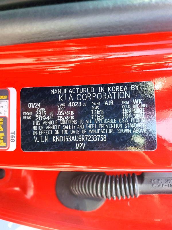 Продажа на аукционе авто 2024 Kia Soul, vin: KNDJ53AU9R7233758, номер лота: 41645126