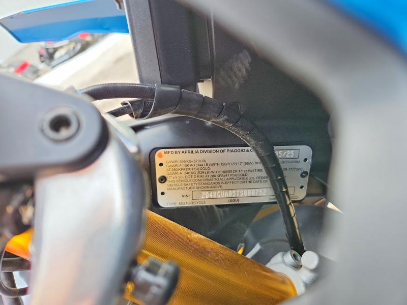 Aukcja sprzedaży 2026 Aprilia Rs, vin: ZD4XGUA05TS000752, numer aukcji: 46139756
