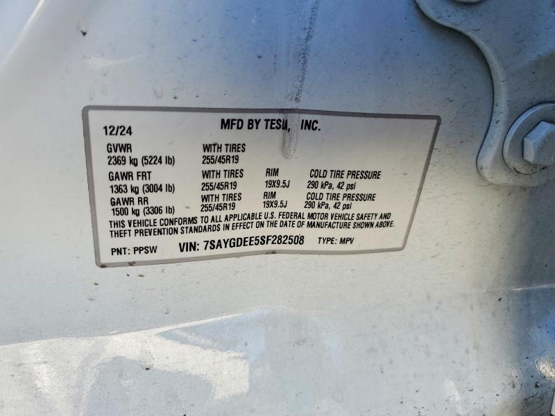 Aukcja sprzedaży 2025 Tesla Model Y, vin: 7SAYGDEE5SF282508, numer aukcji: 41651266