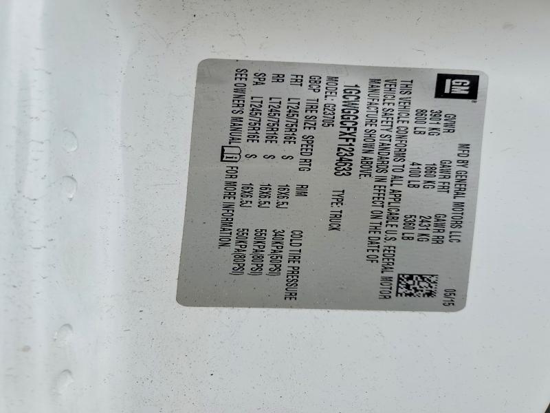 46351626 :رقم المزاد ، 1GCWGGCFXF1234633 vin ، 2015 Chev Express G2500 مزاد بيع