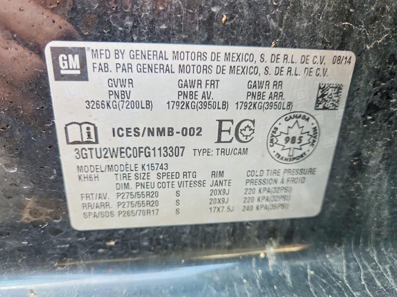 46162336 :رقم المزاد ، 3GTU2WEC0FG113307 vin ، 2015 Gmc Sierra مزاد بيع