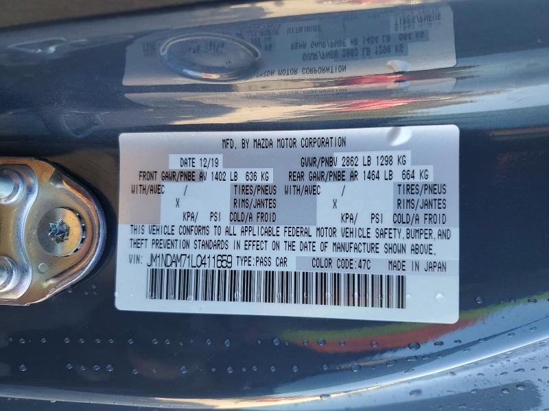 46242506 :رقم المزاد ، JM1NDAM71L0411659 vin ، 2020 Mazda Mx-5 Miata مزاد بيع