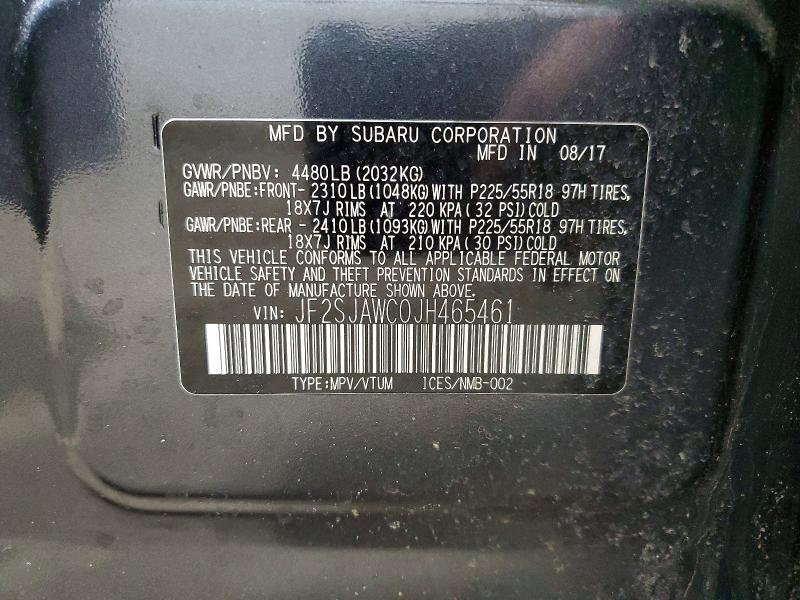 Aukcja sprzedaży 2018 Subaru Forester, vin: JF2SJAWC0JH465461, numer aukcji: 46722166