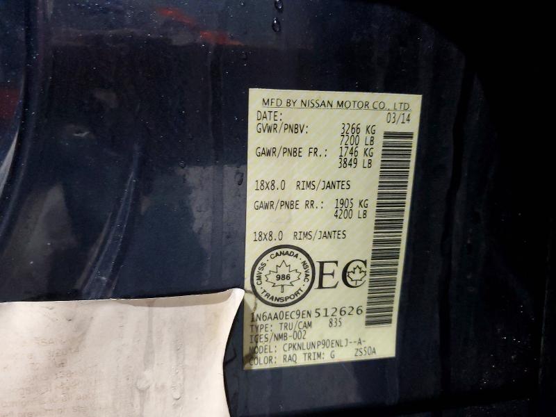 79882475 :رقم المزاد ، 1N6AA0EC9EN512626 vin ، 2014 Nissan Titan مزاد بيع