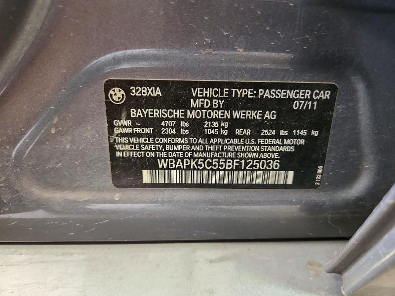 47453056 :رقم المزاد ، WBAPK5C55BF125036 vin ، 2011 Bmw 328 مزاد بيع
