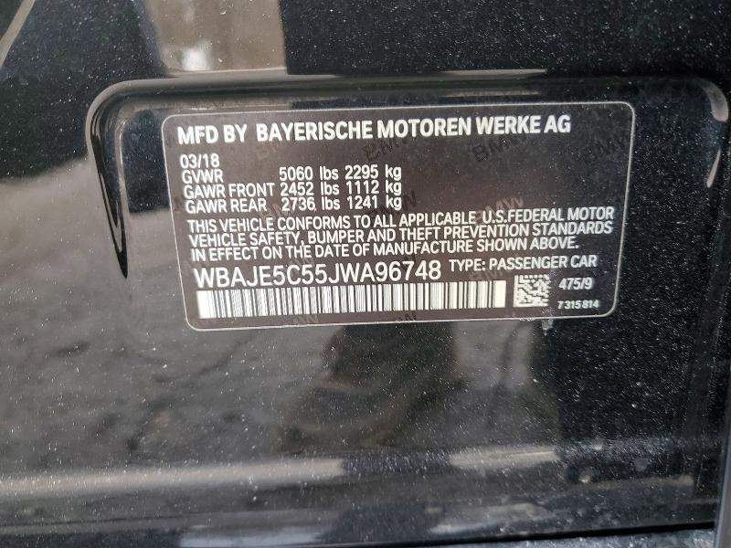 78563035 :رقم المزاد ، WBAJE5C55JWA96748 vin ، 2018 Bmw 540 مزاد بيع
