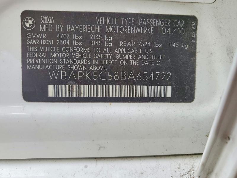 Продажа на аукционе авто 2011 Bmw 328, vin: WBAPK5C58BA654722, номер лота: 46001546