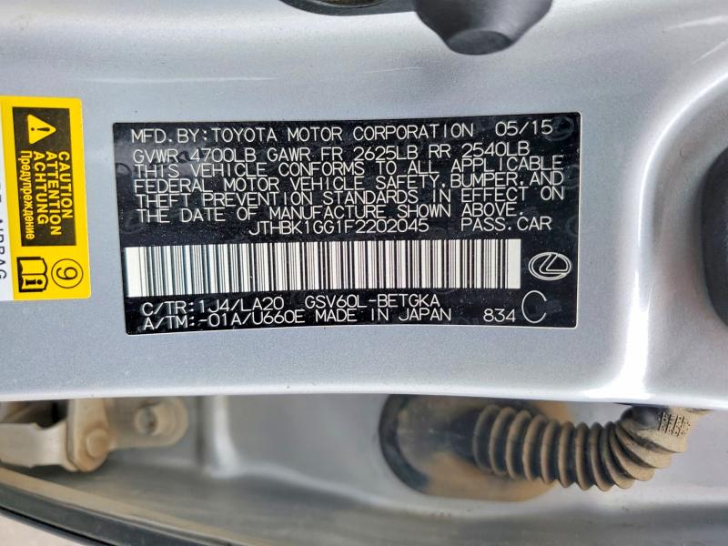 45836176 :رقم المزاد ، JTHBK1GG1F2202045 vin ، 2015 Lexus Es 350 مزاد بيع